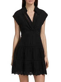 Mila Eyelet Linen-Blend Minidress