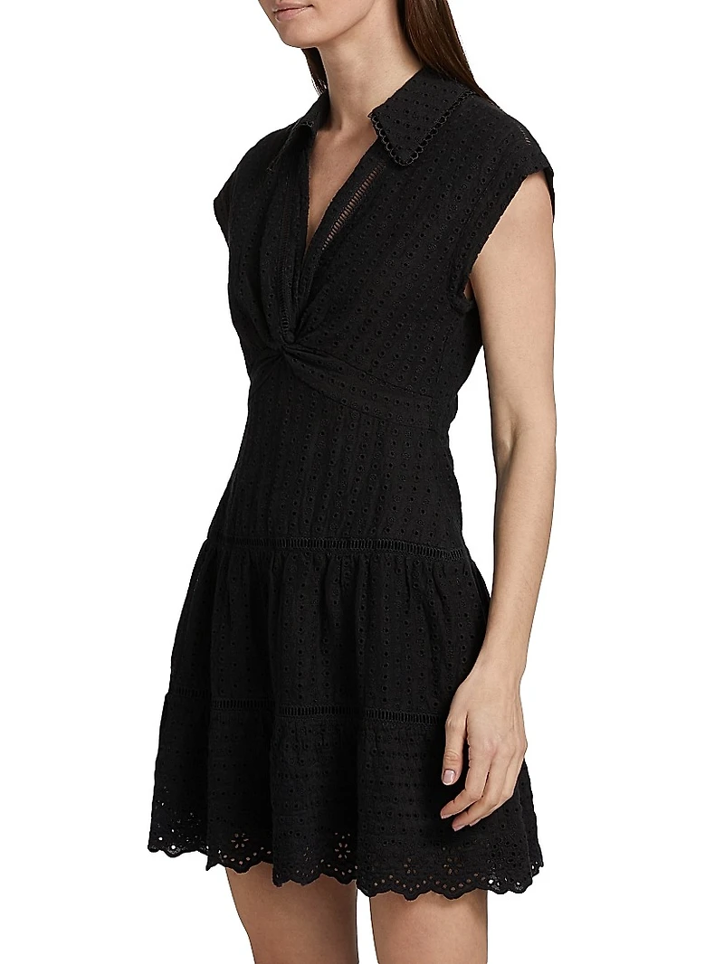 Mila Eyelet Linen-Blend Minidress