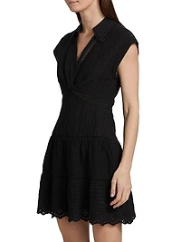 Mila Eyelet Linen-Blend Minidress