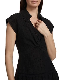 Mila Eyelet Linen-Blend Minidress