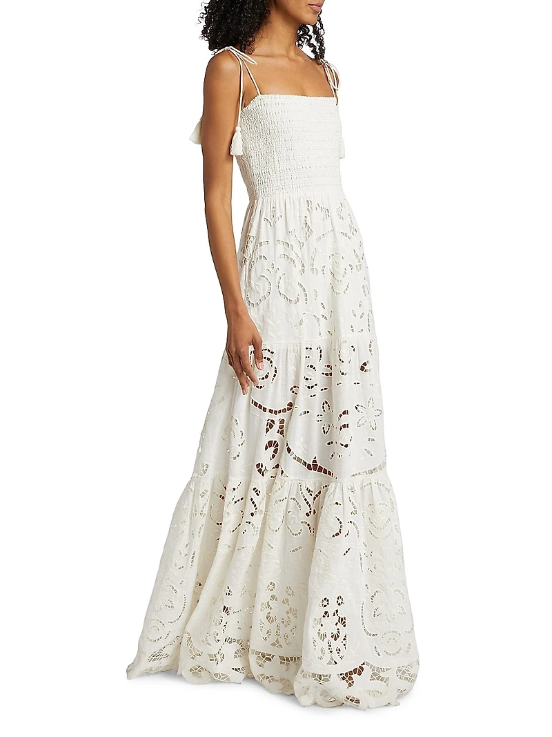 Marna Eyelet Tiered Maxi Dress