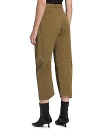 Cotton-Linen Barrel-Leg Pants