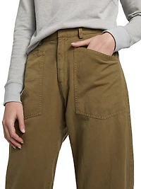 Cotton-Linen Barrel-Leg Pants