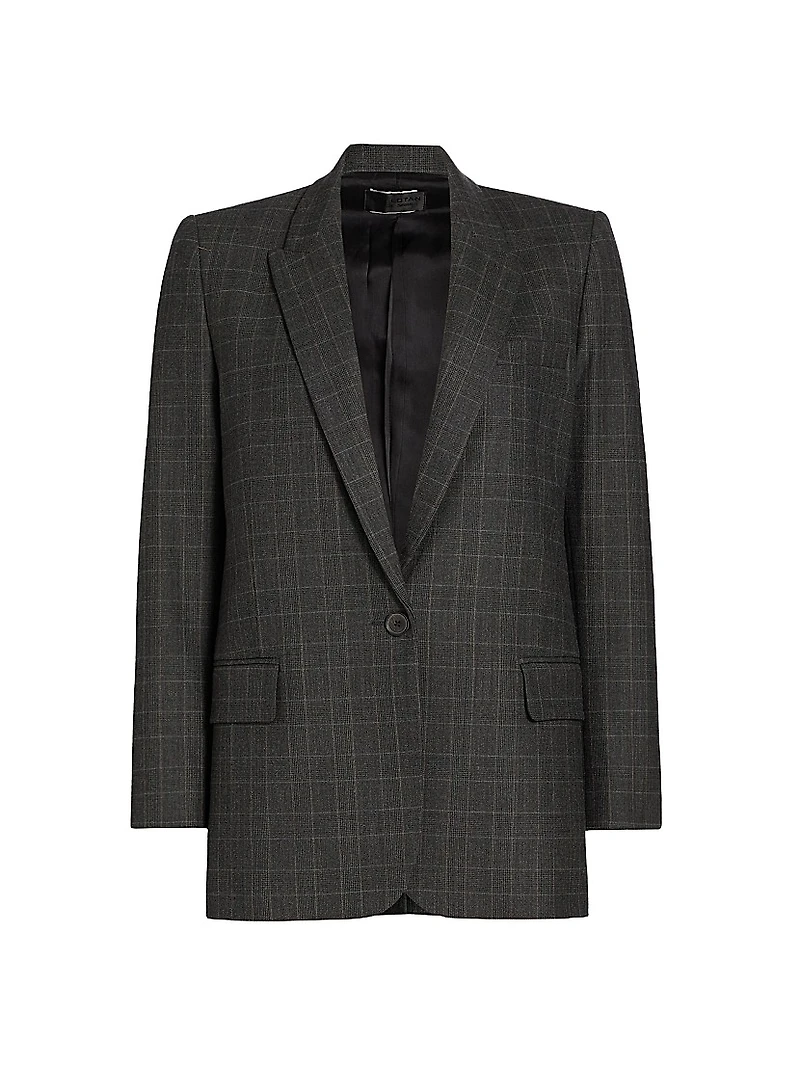 Diane Windowpane-Plaid Wool Blazer