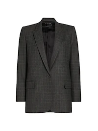 Diane Windowpane-Plaid Wool Blazer