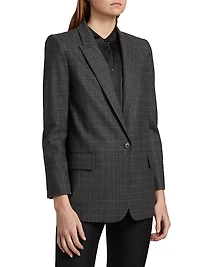Diane Windowpane-Plaid Wool Blazer