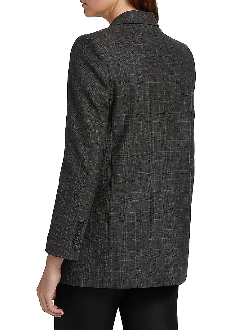 Diane Windowpane-Plaid Wool Blazer