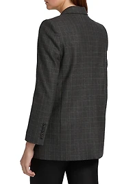 Diane Windowpane-Plaid Wool Blazer