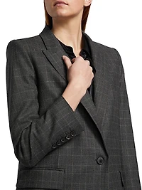 Diane Windowpane-Plaid Wool Blazer