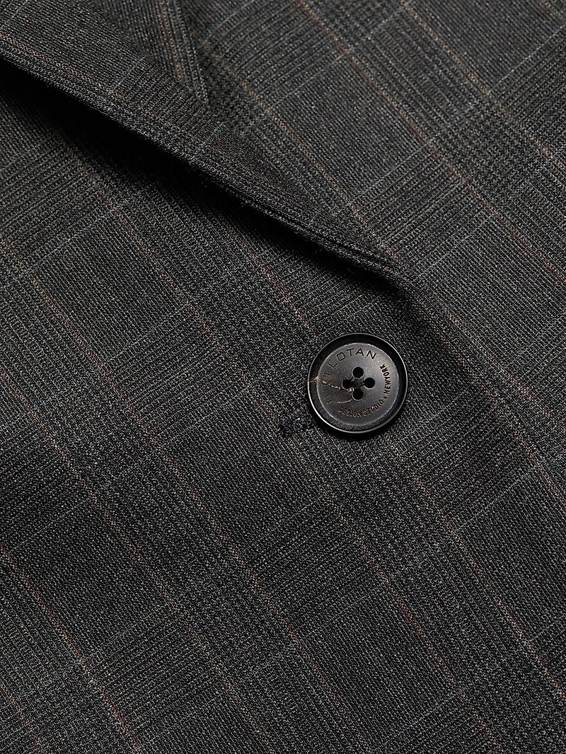 Diane Windowpane-Plaid Wool Blazer
