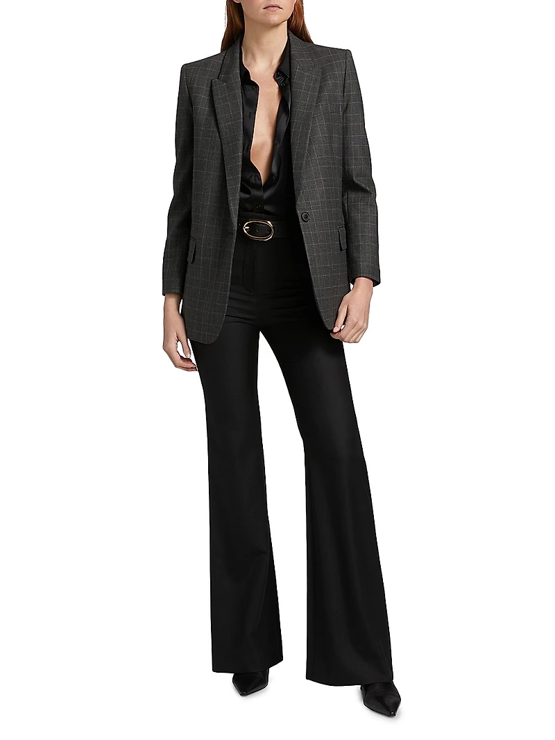 Diane Windowpane-Plaid Wool Blazer