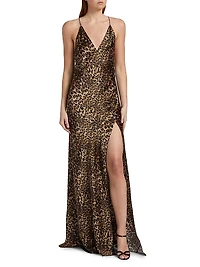 Ira Leopard Silk Slip Gown