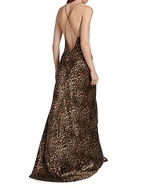 Ira Leopard Silk Slip Gown