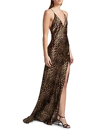 Ira Leopard Silk Slip Gown