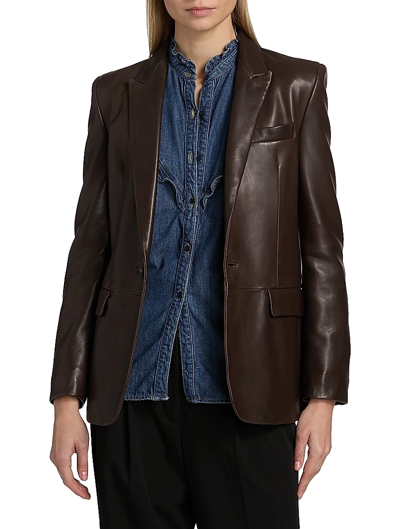 Belmonde Leather Tailored Blazer