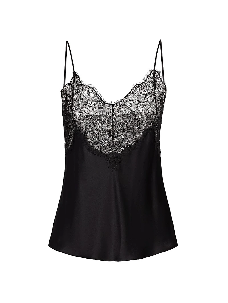 Mabelle Lace-Trim Silk Charmeuse Cami