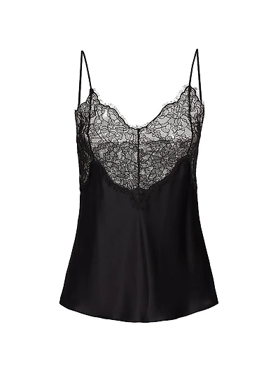 Mabelle Lace-Trim Silk Charmeuse Cami