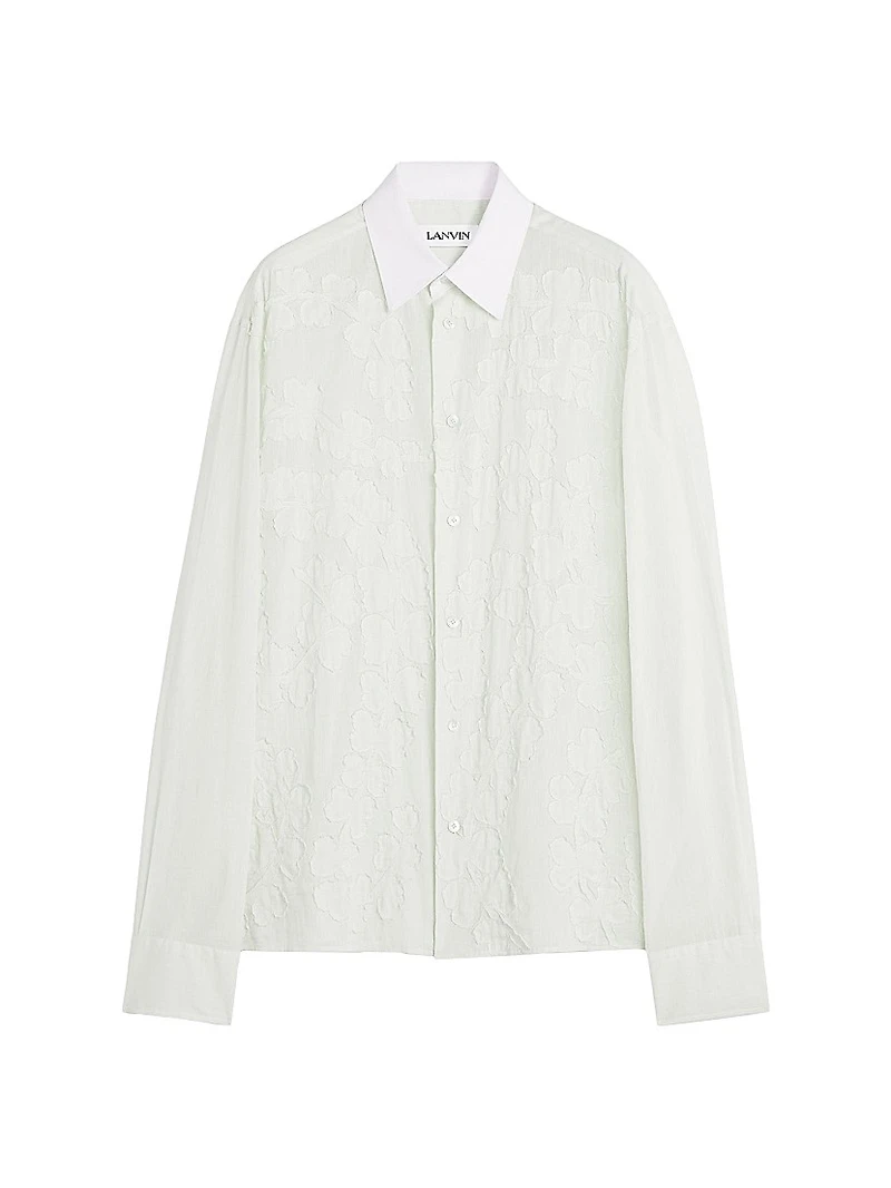 Cotton Voile Shirt with Cut-Outs
