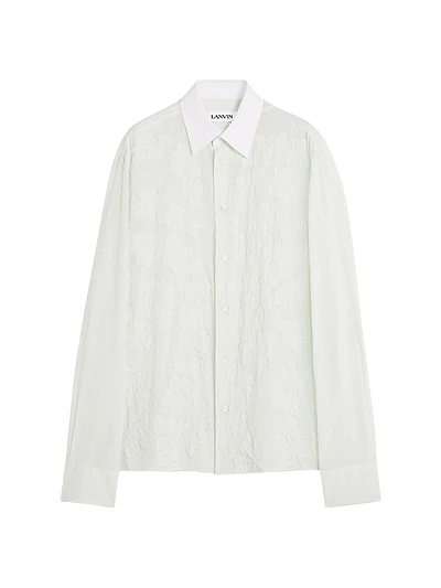 Cotton Voile Shirt with Cut-Outs