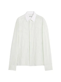 Cotton Voile Shirt with Cut-Outs