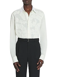 Cotton Voile Shirt with Cut-Outs