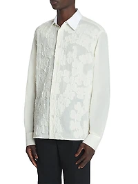 Cotton Voile Shirt with Cut-Outs
