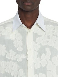Cotton Voile Shirt with Cut-Outs