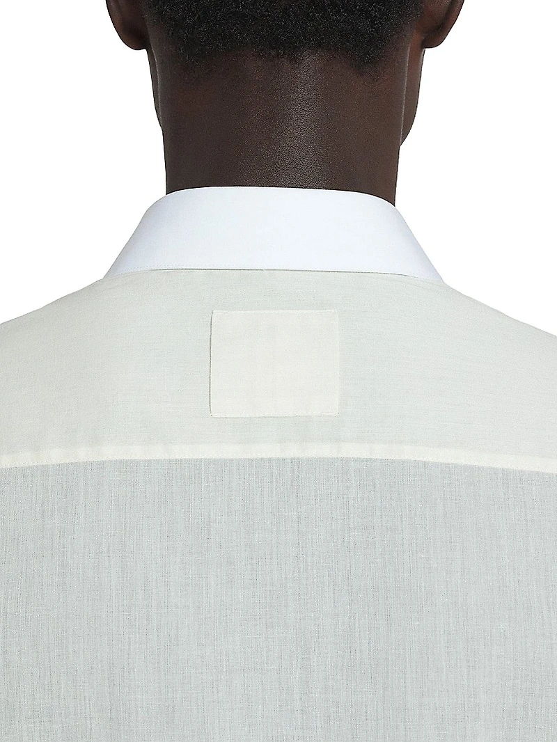 Cotton Voile Shirt with Cut-Outs