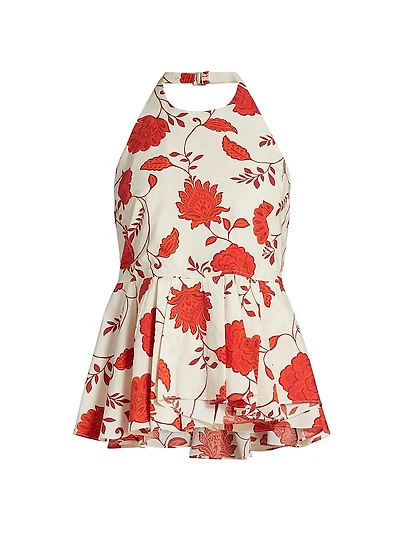 Celeste Floral Cotton Halterneck Top