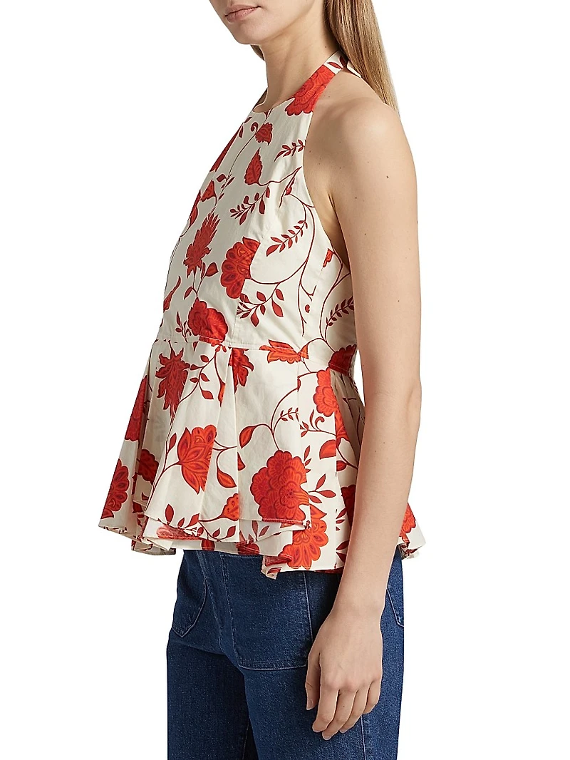 Celeste Floral Cotton Halterneck Top