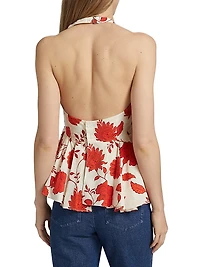 Celeste Floral Cotton Halterneck Top