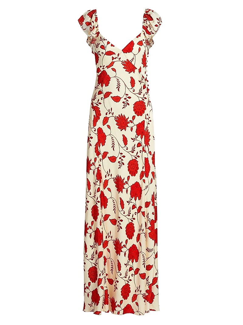 Carrie Floral Silk-Blend V-Neck Maxi Dress