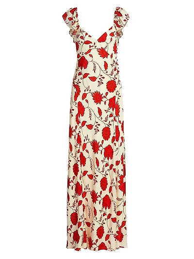 Carrie Floral Silk-Blend V-Neck Maxi Dress