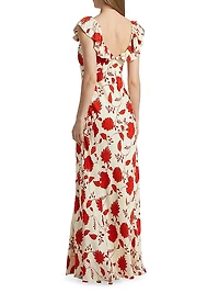 Carrie Floral Silk-Blend V-Neck Maxi Dress