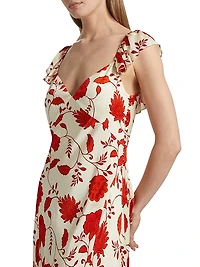 Carrie Floral Silk-Blend V-Neck Maxi Dress