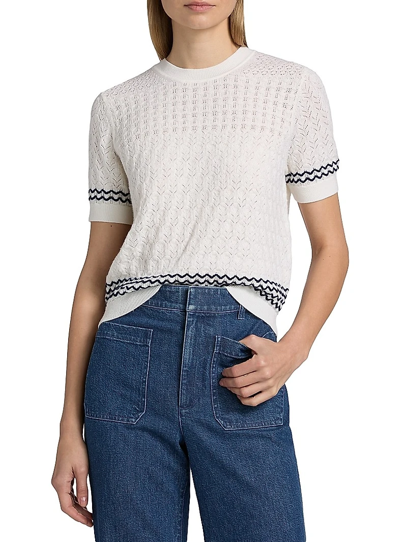 Diana Wool Pointelle-Knit Top