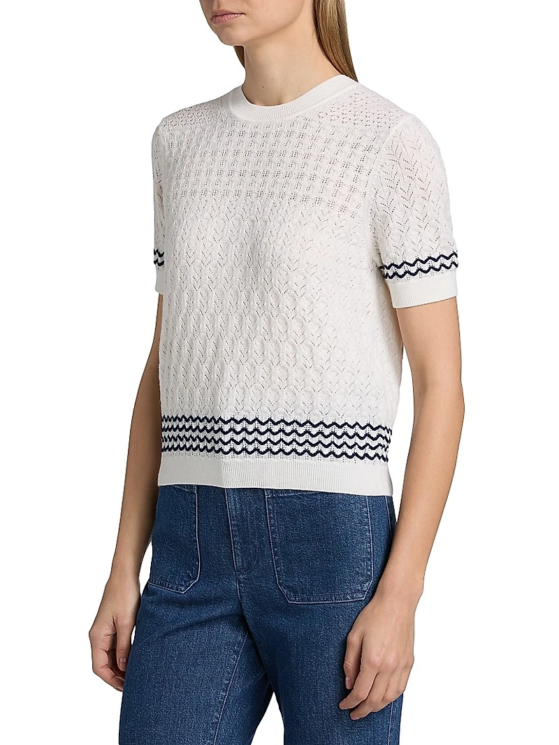 Diana Wool Pointelle-Knit Top
