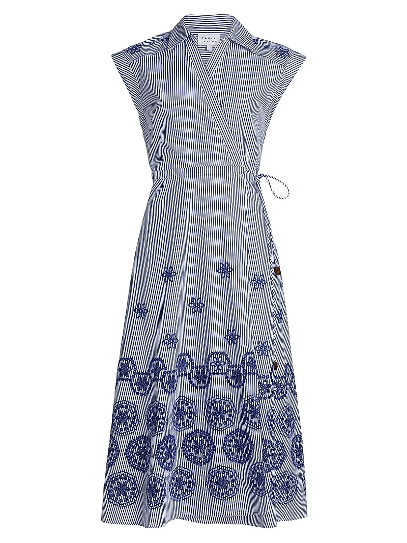 Shivon Embroidered Eyelet Wrap Dress