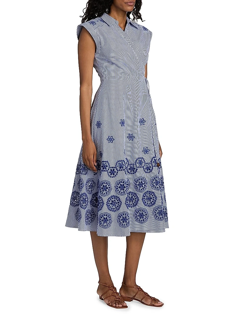 Shivon Embroidered Eyelet Wrap Dress