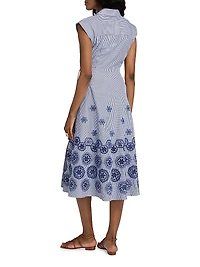 Shivon Embroidered Eyelet Wrap Dress
