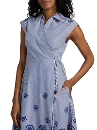 Shivon Embroidered Eyelet Wrap Dress