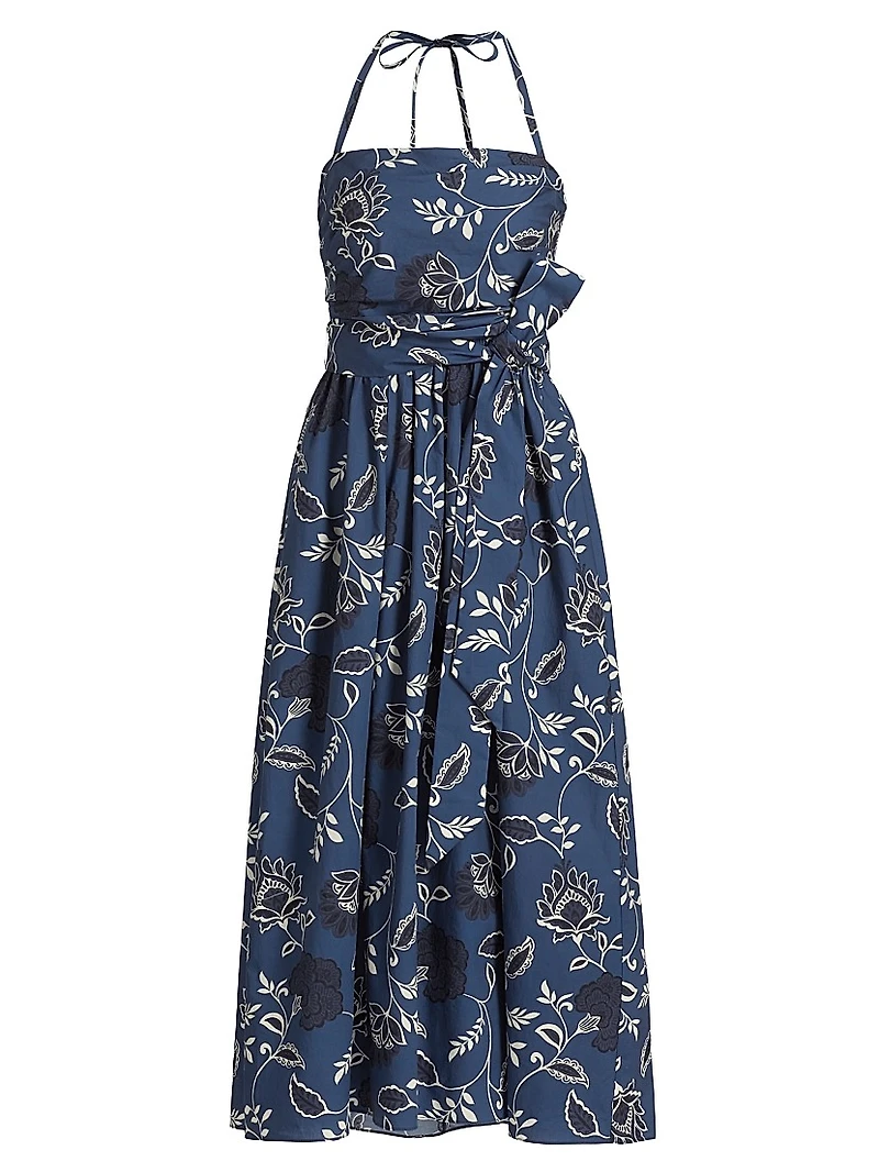Cassandra Cotton Tie-Waist Maxi Dress