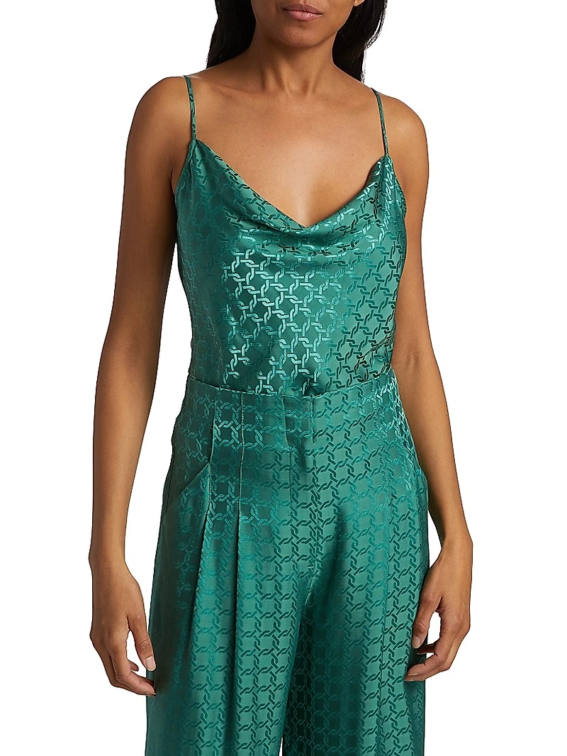 Sola Geometric Print Satin Top