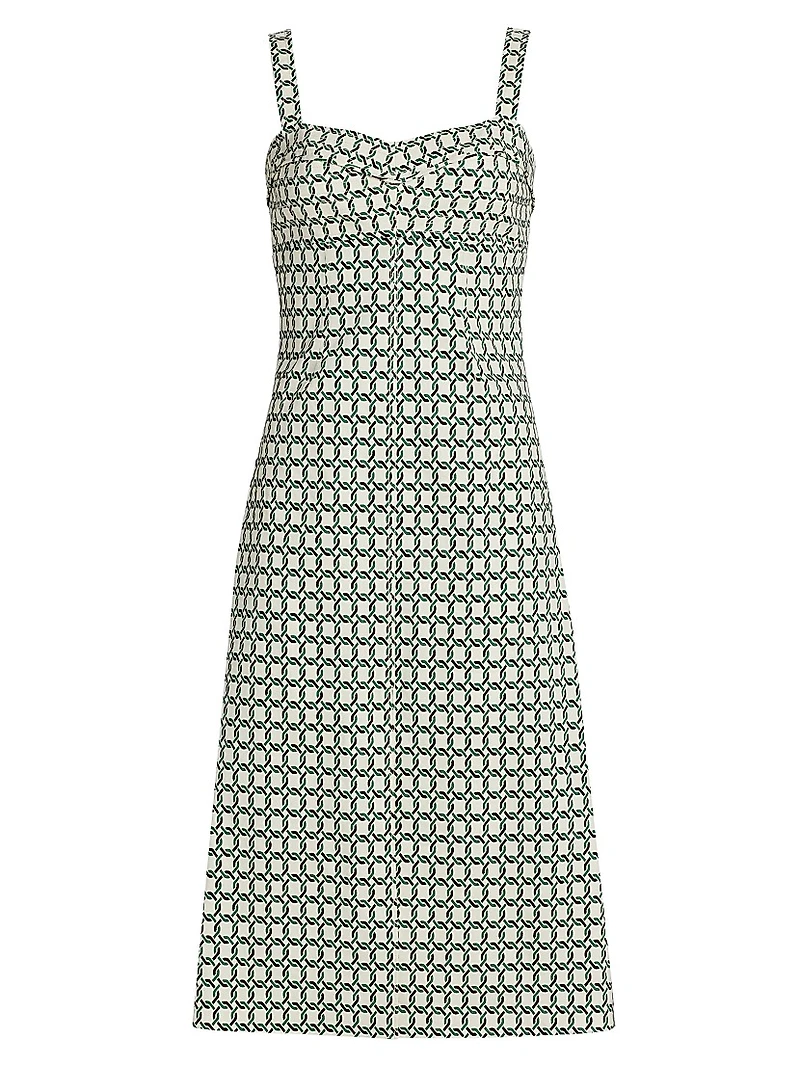 Colleen Geometric Print Linen-Blend Midi-Dress