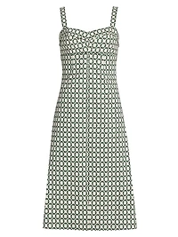 Colleen Geometric Print Linen-Blend Midi-Dress