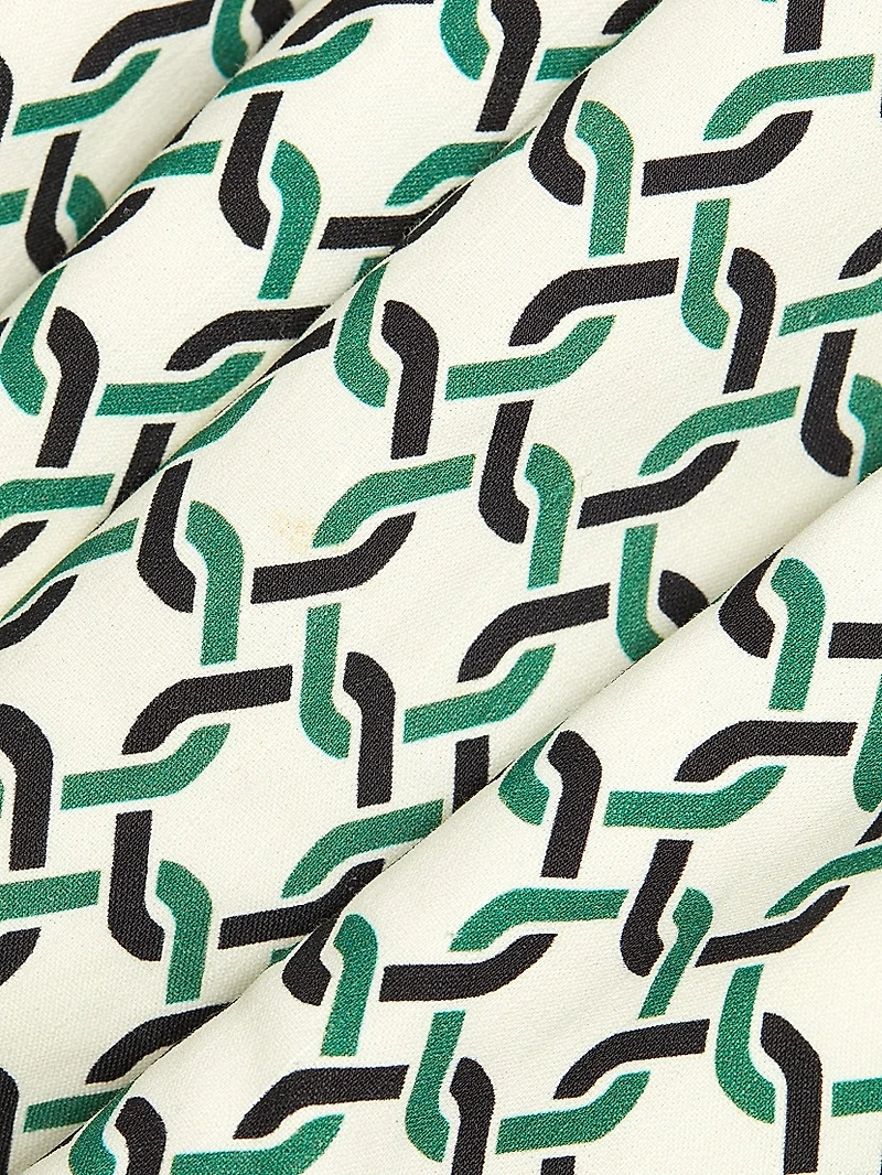 Colleen Geometric Print Linen-Blend Midi-Dress