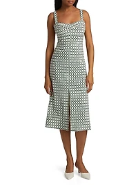 Colleen Geometric Print Linen-Blend Midi-Dress