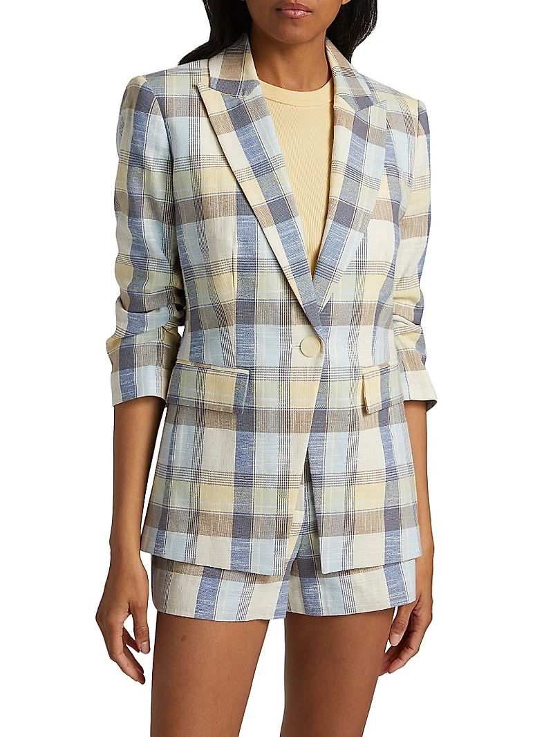 Clayton Check Stretch-Cotton Single-Breasted Blazer