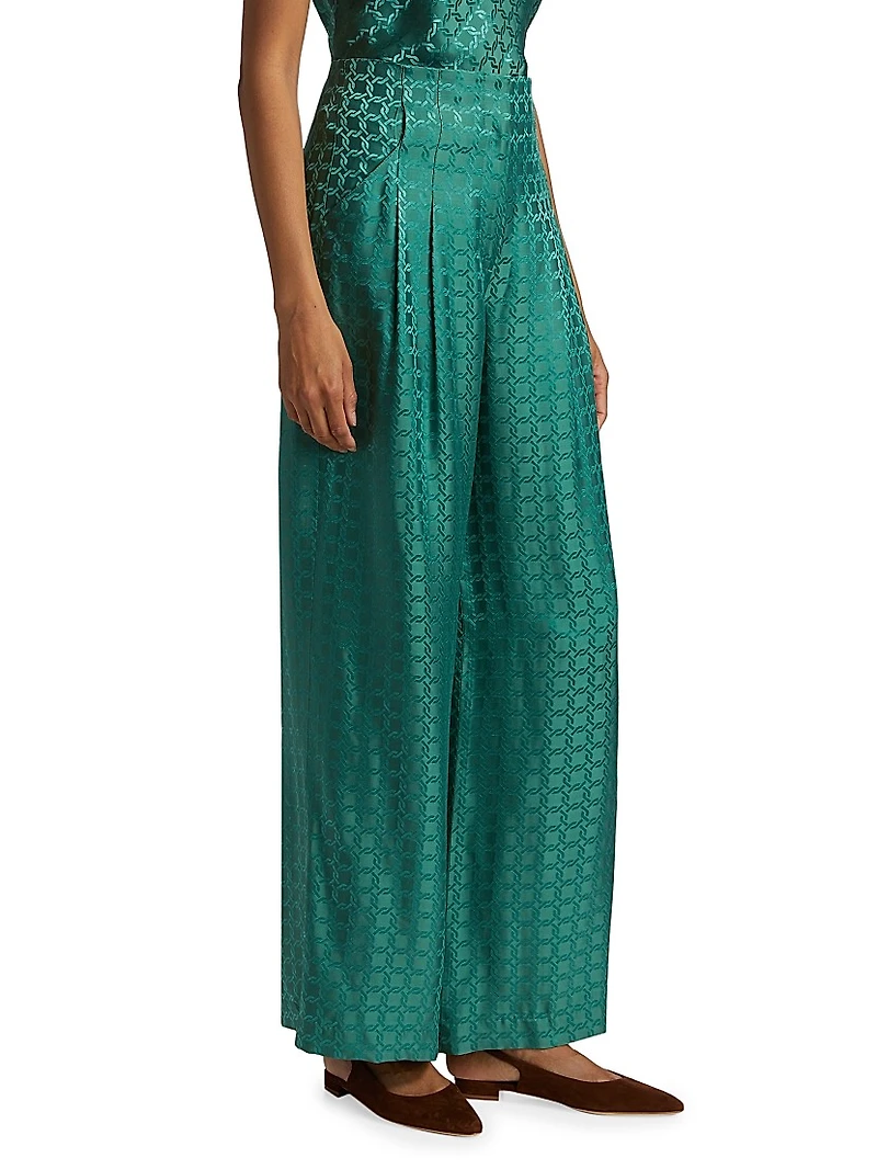 Colter Geometric Print Satin Wide-Leg Pants