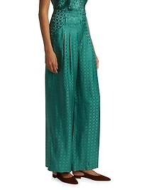 Colter Geometric Print Satin Wide-Leg Pants